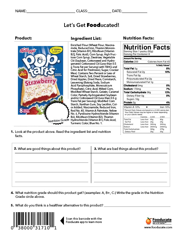 nutrition label worksheet oreos answers